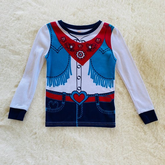 Girl's 3T Cowgirl Theme Long-Sleeved Pajama Top - Picture 1 of 7